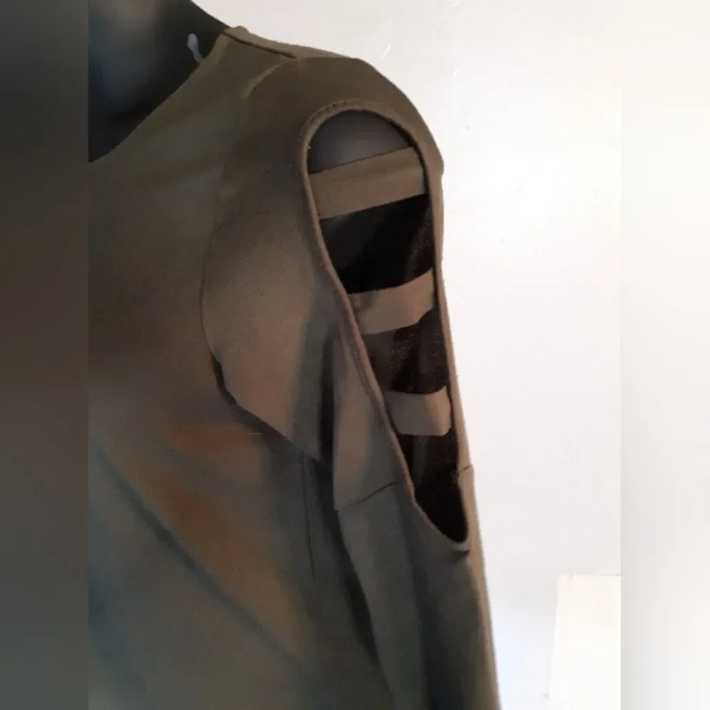Derek Heart olive green open shoulder sweater